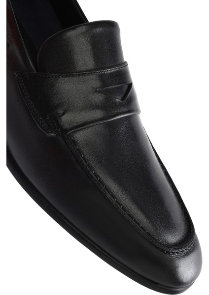 Erkek Siyah Deri Casual Loafer 25SFD751118
