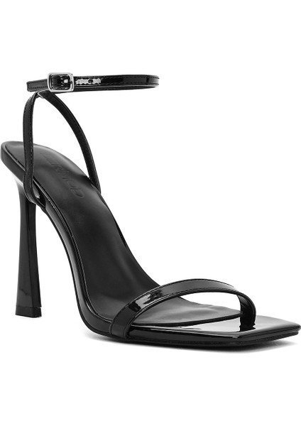 Kadın Siyah Bilekten Bağlamalı Yüksek Ince Topuklu Sandalet 25SFE493716