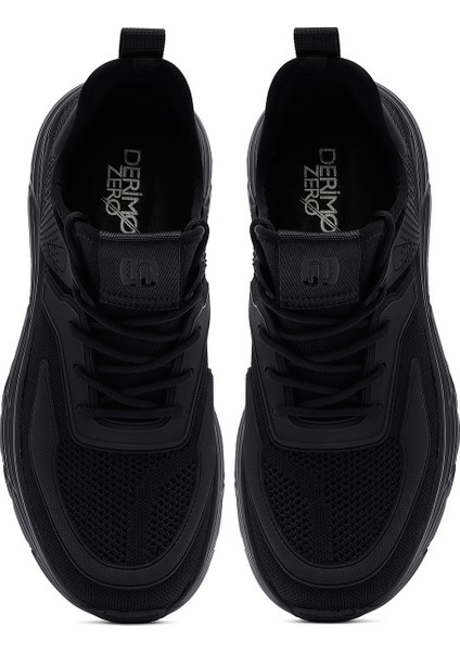 Zero Erkek Siyah Bağcıklı Kalın Tabanlı Kumaş Sneaker 25SFD69426F