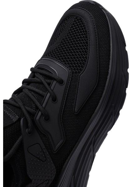 Zero Erkek Siyah Bağcıklı Kalın Tabanlı Kumaş Sneaker 25SFD69426F