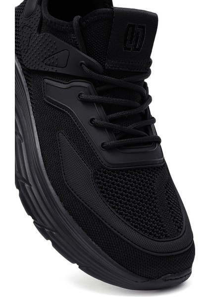 Zero Erkek Siyah Bağcıklı Kalın Tabanlı Kumaş Sneaker 25SFD69426F