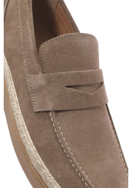 Erkek Vizon Süet Deri Casual Loafer 25SFD631810