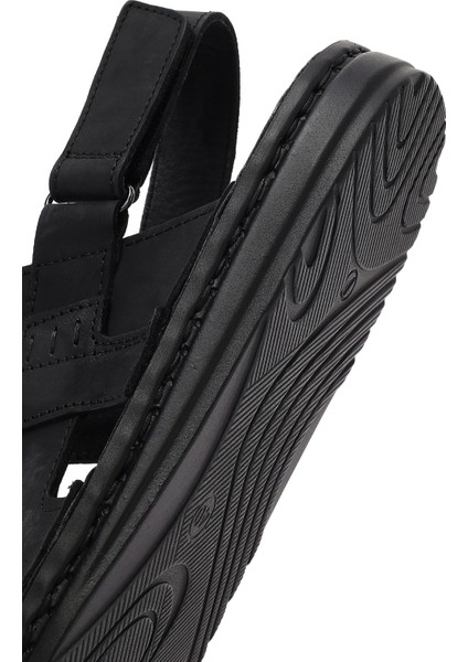 Erkek Siyah Deri Sandalet 25sfd625018
