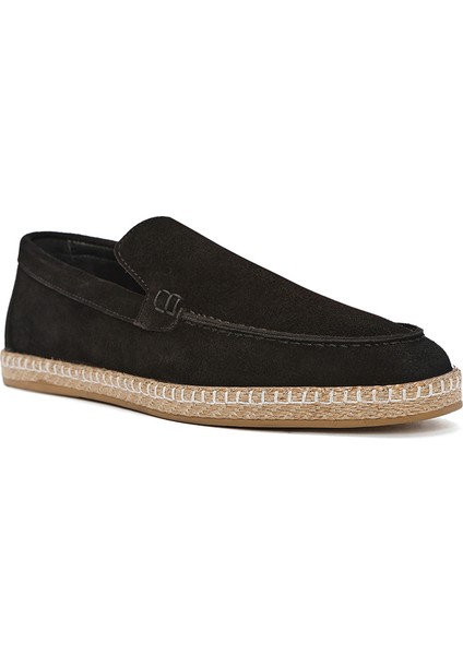 Erkek Siyah Süet Deri Espadril 25SFD660210