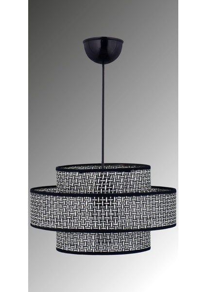 Doğal Hazeran Rattan 3 Katlı Pasta Sarkıt Avize, Çocuk, Yatak, Salon, Mutfak, Hol, Siyah