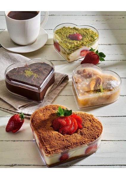 330CC Sert Plastik Mika 5'li Kalpli Kapaklı Set, Turuncu Renk