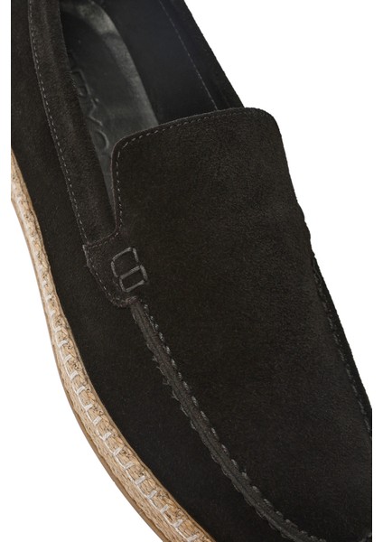 Erkek Siyah Süet Deri Espadril 25SFD660210