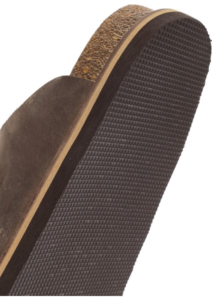 Erkek Bej Tokalı Nubuk Deri Terlik 25SFD6255V3