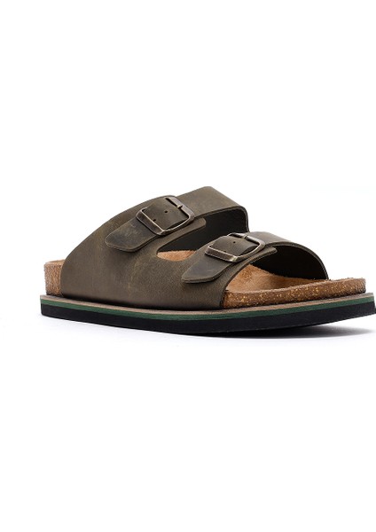 Erkek Siyah Tokalı Nubuk Deri Terlik 25sfd6255v3