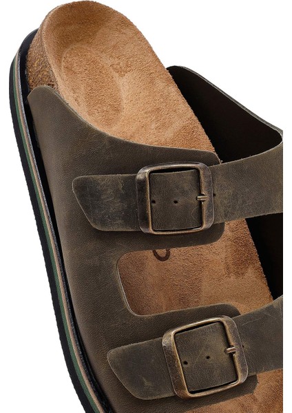 Erkek Siyah Tokalı Nubuk Deri Terlik 25sfd6255v3