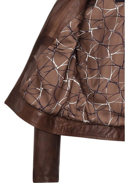 Kylie Kadın Kahverengi Hakim Yaka Deri Ceket 24WGE5352NC