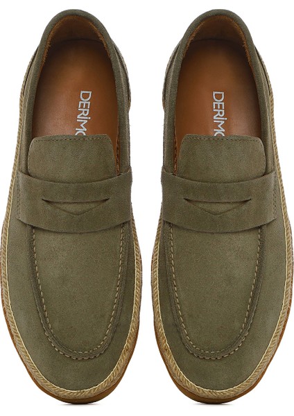 Erkek Yeşil Süet Deri Loafer 25SFD631810