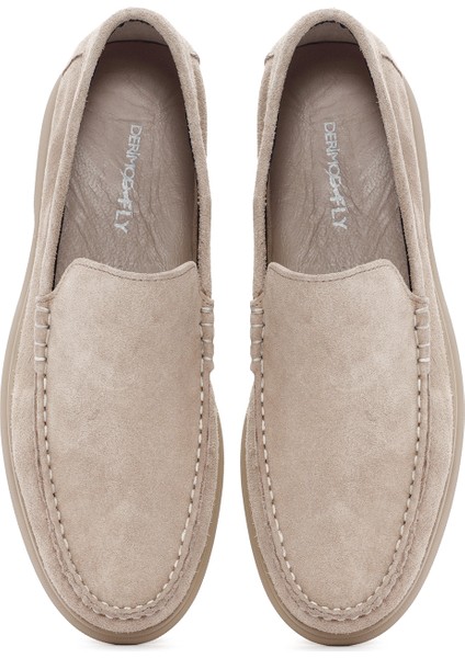 Fly Erkek Bej Süet Deri Loafer 25SFD631010