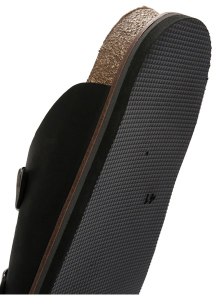 Erkek Siyah Tokalı Nubuk Deri Terlik 25SFD6255V3