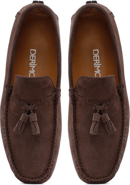 Erkek Gri Püsküllü Süet Deri Loafer 25sfd631510