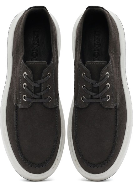 Erkek Gri Bağcıklı Nubuk Deri Casual Loafer 25SFD6603V3