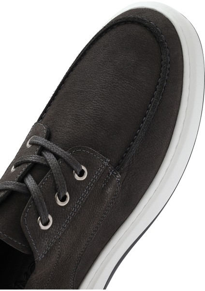 Erkek Gri Bağcıklı Nubuk Deri Casual Loafer 25SFD6603V3