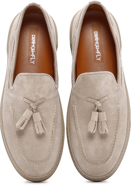 Fly Erkek Bej Süet Deri Casual Loafer 25SFD631310