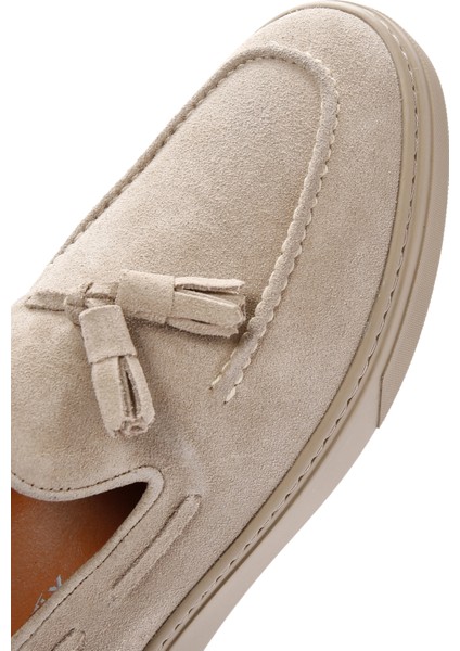 Fly Erkek Bej Süet Deri Casual Loafer 25SFD631310