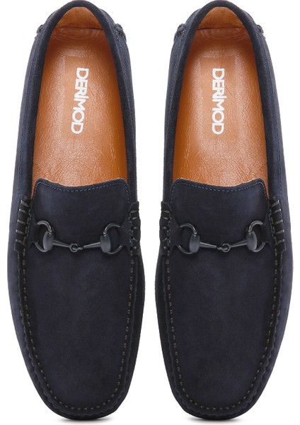 Erkek Lacivert Süet Deri Loafer 25SFD630810