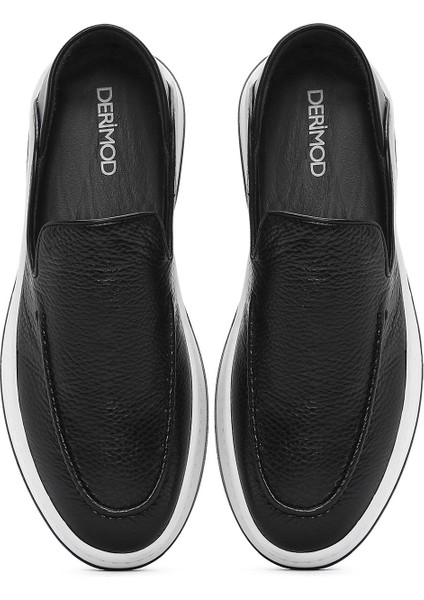 Erkek Siyah Deri Casual Loafer 25SFD6309FT