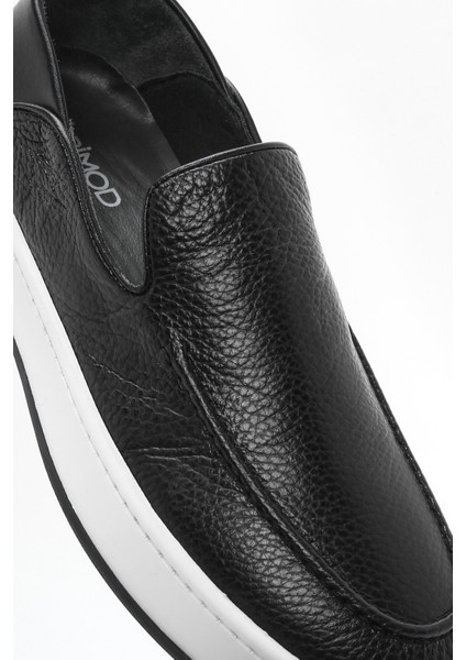 Erkek Siyah Deri Casual Loafer 25SFD6309FT