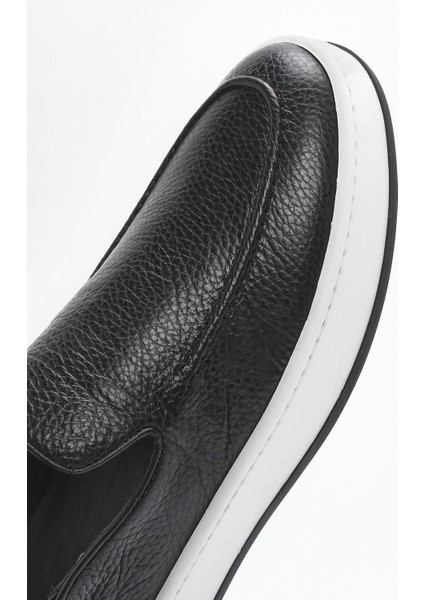 Erkek Siyah Deri Casual Loafer 25SFD6309FT