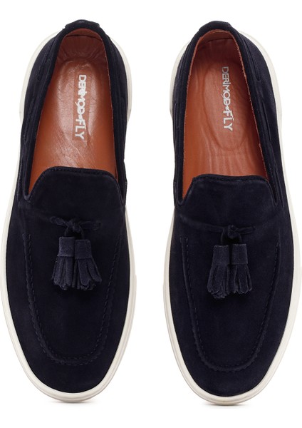 Fly Erkek Lacivert Süet Deri Casual Loafer 25SFD631310