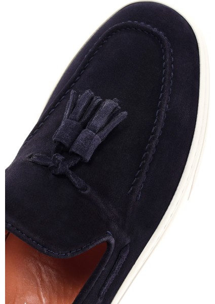 Fly Erkek Lacivert Süet Deri Casual Loafer 25SFD631310