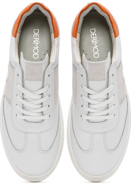 Kadın Beyaz Bağcıklı Kalın Tabanlı Deri Sneaker 25SFD371718