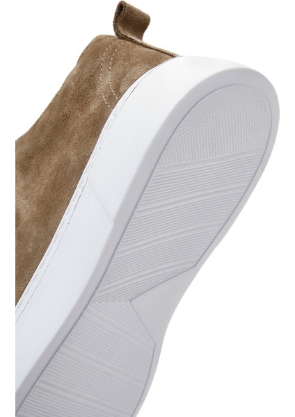 Erkek Vizon Bağcıklı Süet Deri Sneaker 25SFD752110