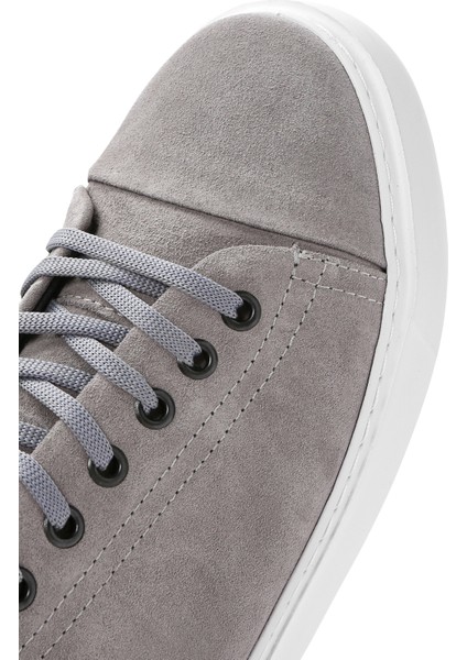Erkek Gri Bağcıklı Süet Deri Sneaker 25SFD752110