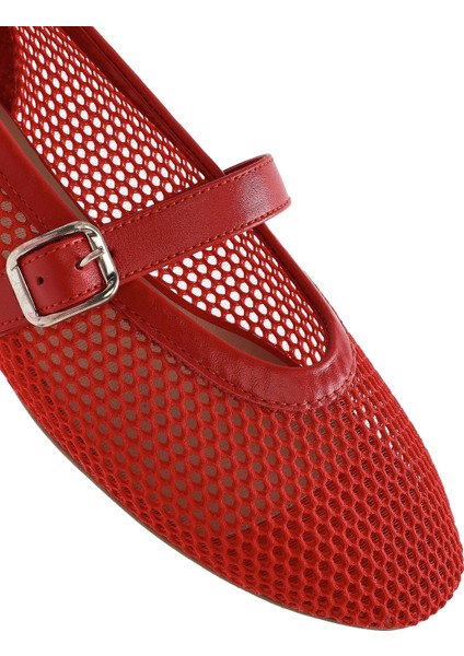 Kadın Kırmızı Fileli Bantlı Babet 25SFD14016F