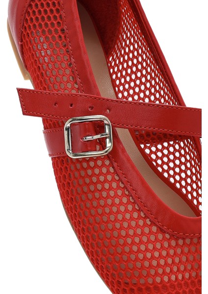 Kadın Kırmızı Fileli Bantlı Babet 25SFD14016F