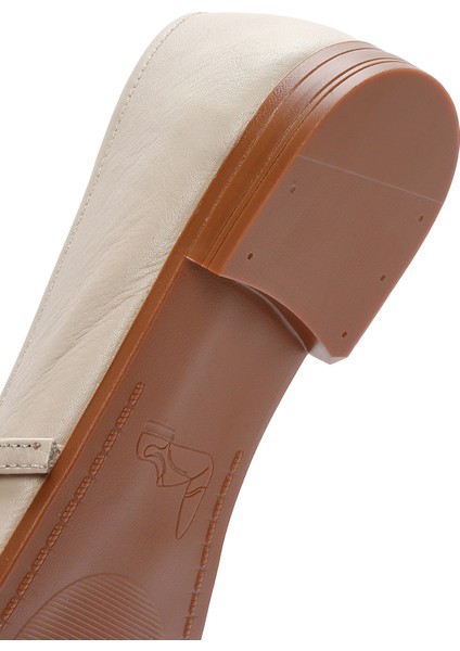 Kadın Bej Bantlı Deri Babet 25SFD350318