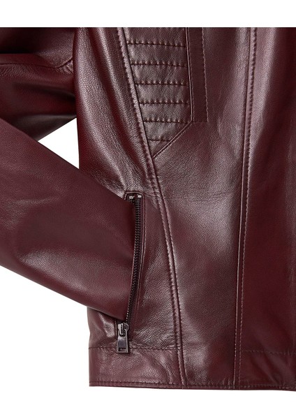 Marlyn Kadın Bordo Deri Ceket 24WGE513347