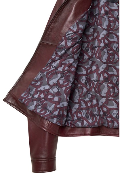 Marlyn Kadın Bordo Deri Ceket 24WGE513347