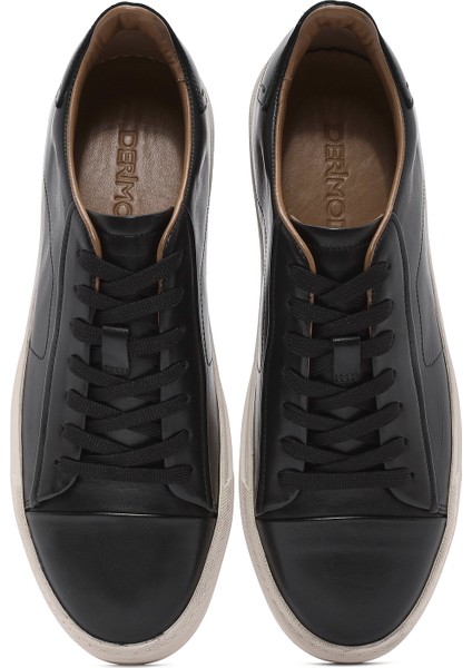 Erkek Siyah Bağcıklı Deri Sneaker 25SFD610518