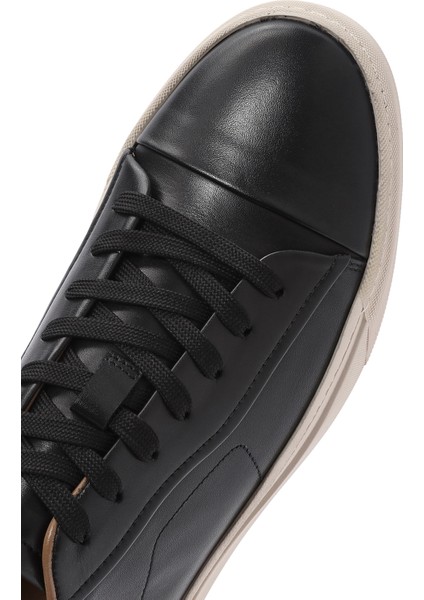 Erkek Siyah Bağcıklı Deri Sneaker 25SFD610518