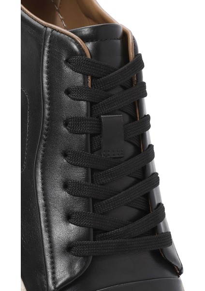Erkek Siyah Bağcıklı Deri Sneaker 25SFD610518