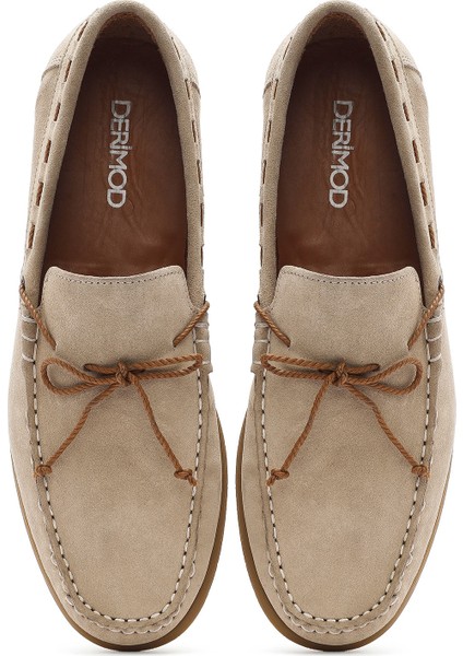 Erkek Bej Süet Deri Casual Loafer 25SFD630110