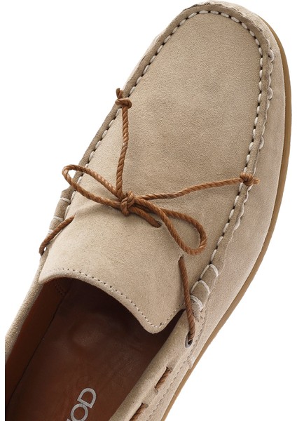 Erkek Bej Süet Deri Casual Loafer 25SFD630110