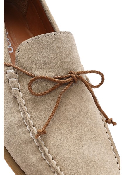 Erkek Bej Süet Deri Casual Loafer 25SFD630110