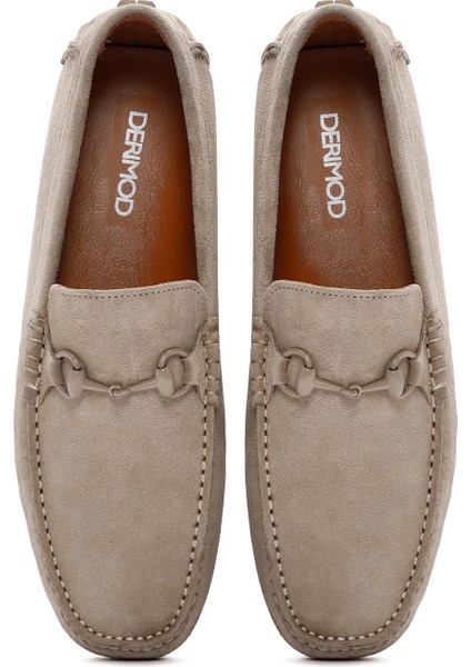Erkek Bej Süet Deri Loafer 25SFD630810