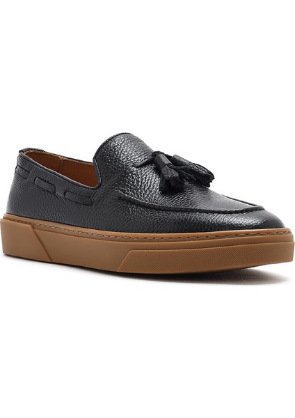 Erkek Siyah Püsküllü Deri Loafer 25SFD6313FT