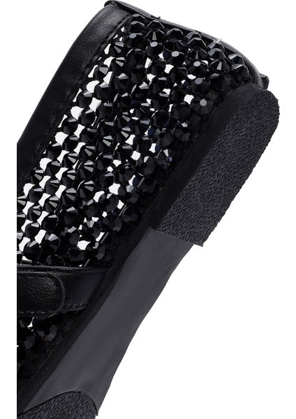 Kadın Siyah Fileli Taşlı Babet 25SFD441114