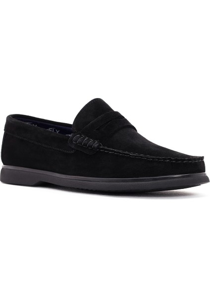 Fly Erkek Siyah Süet Deri Casual Loafer 25SFD632410