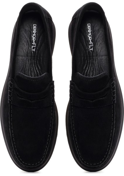 Fly Erkek Siyah Süet Deri Casual Loafer 25SFD632410