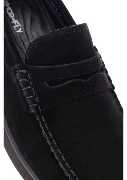 Fly Erkek Siyah Süet Deri Casual Loafer 25SFD632410