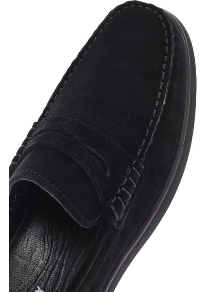Fly Erkek Siyah Süet Deri Casual Loafer 25SFD632410